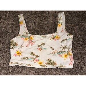 Cropped white flower top